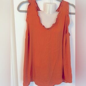 LC Lauren Conrad Ruffled Orange Tank Top